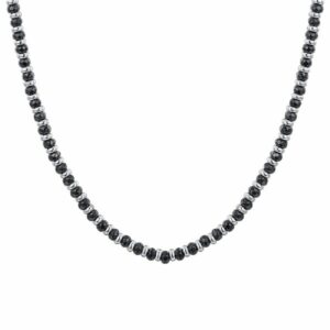 COLLANA UOMO NERA CON PIETRE AGATA NERA EFFETTO UNIFORME