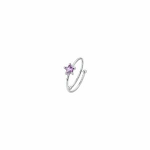 ANELLO BAMBINA IN ACCIAIO CON STELLA ZIRCONE VIOLA