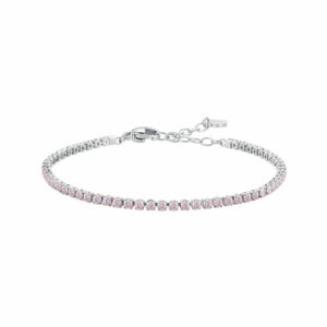 BRACCIALE BAMBINA TENNIS IN ACCIAIO CON ZIRCONI ROSA