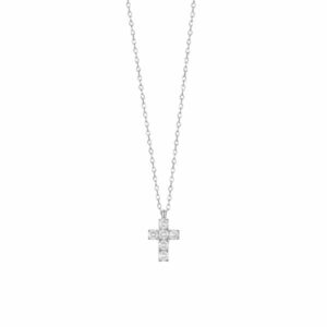 COLLANA BAMBINA IN ACCIAIO CON CROCE CON ZIRCONI BIANCHI