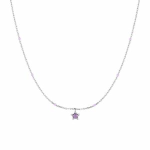 COLLANA BAMBINA IN ACCIAIO CON STELLA ZIRCONE VIOLA E PIETRE VIOLA