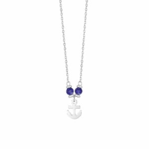 COLLANA BAMBINO IN ACCIAIO CON ANCORA E PIETRE BLU LAPIS