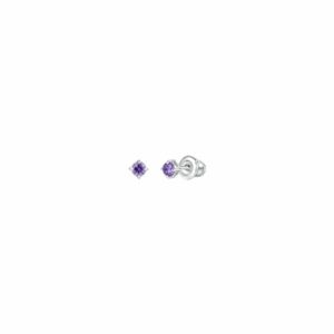 ORECCHINI BAMBINA IN ACCIAIO CON ZIRCONE VIOLA