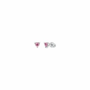 ORECCHINI BAMBINA IN ACCIAIO CON CUORE ZIRCONE ROSA