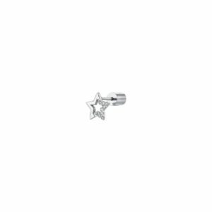MONO ORECCHINO DONNA IN ACCIAIO CON STELLA CON PUNTI LUCE ZIRCONE BIANCO