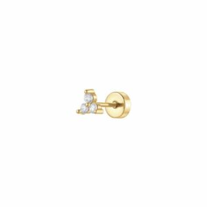 PIERCING ORECCHIO DONNAIN ACCIAIO CON ZIRCONI BIANCHI COLORE ORO
