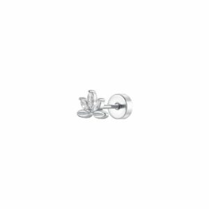 PIERCING ORECCHIO DONNA IN ACCIAIO FORMA VENTAGLIO FIORE CON ZIRCONI BIANCHI