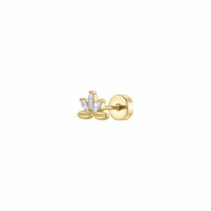 PIERCING ORECCHIO DONNA IN ACCIAIO FORMA VENTAGLIO FIORE CON ZIRCONI BIANCHI COL