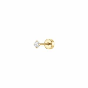PIERCING ORECCHIO DONNA IN ACCIAIO CON ZIRCONE BIANCO COLORE ORO