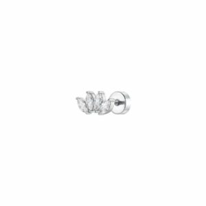 PIERCING ORECCHIO DONNA IN ACCIAIO VENTAGLIO CON ZIRCONI BIANCHI