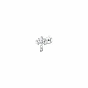 PIERCING ORECCHIO DONNA IN ACCIAIO VENTAGLIO ZIRCONI BIANCHI E CRISTALLO