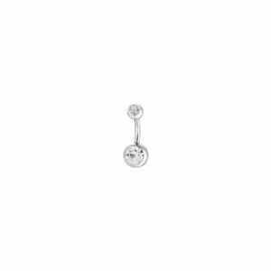 PIERCING OMBELICO DONNA IN ACCIAIO CON SFERICA ZIRCONI BIANCHI