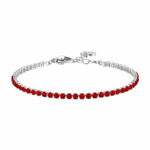 BRACCIALE TENNIS DONNA IN ACCIAIO COLORE ORO CON ZIRCONI ROSSI