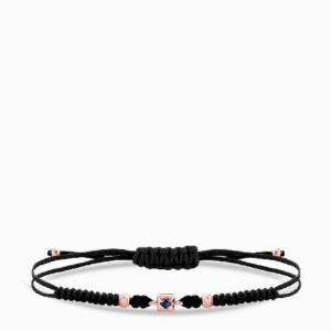 bracciale laccio con punto luce di zaffiro in oro rosa