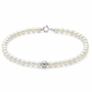 Bracciale di perle con perla in oro bianco