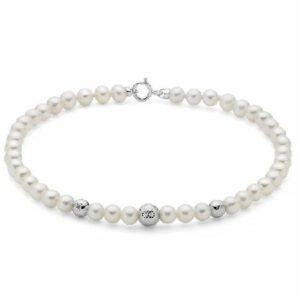 Bracciale di perle con perle in oro bianco