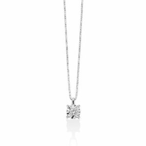 Collana riflessi a griffe regolari con diamante in oro bianco