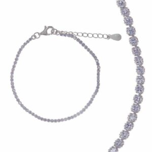Bracciale rivière in argento 925 rodiato con zirconi bianchi