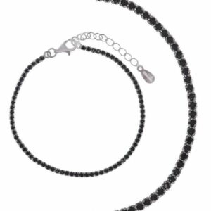 Bracciale rivière in argento 925 rodiato con zirconi neri