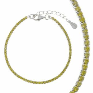 Bracciale rivière in argento 925 rodiato con zirconi gialli