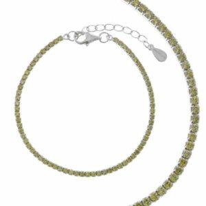 Bracciale rivière in argento 925 rodiato con zirconi peridoto