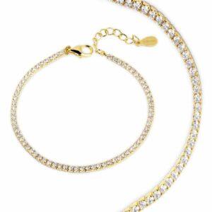 Bracciale in argento 925 placcato oro con zirconi brillanti