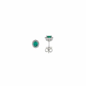 Orecchini in argento 925 rodiato con zirconi ovali verdi