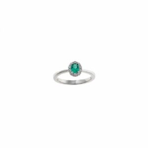 Anello in argento 925 rodiato con zircone verde