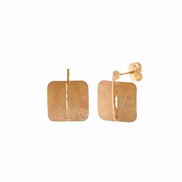 Orecchini in argento 925 placcato oro con forma quadrata e zircone