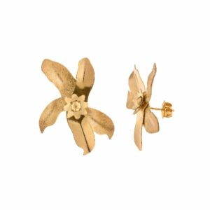Orecchini in argento 925 placcato oro a forma di petali di fiore