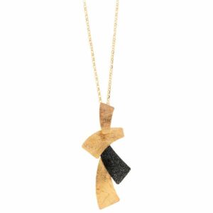 Collana in argento 925 placcato oro con pendente rettangolare