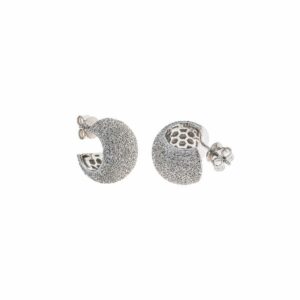 Orecchini in argento 925 rodiato a cerchio largo con zirconi