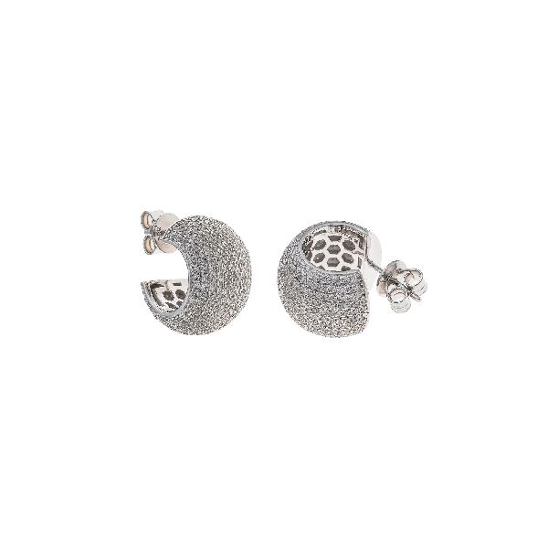 Orecchini in argento 925 rodiato a cerchio largo con zirconi