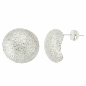 Orecchini top in brass rodiato a forma di a bottone tondo