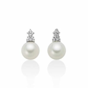 Orecchini Donna Miluna Perla Diamanti 7.5-8 mm Oro 750