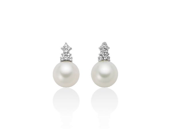 Orecchini Donna Miluna Perla Diamanti 7.5-8 mm Oro 750