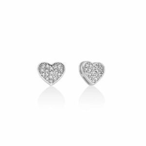 Orecchini a cuore oro bianco e diamanti