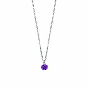 COLLANA PUNTO LUCE DONNA IN ACCIAIO ZIRCONE VIOLA