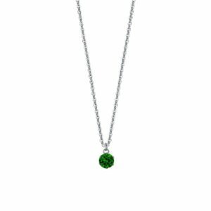 COLLANA PUNTO LUCE DONNA IN ACCIAIO ZIRCONE VERDE