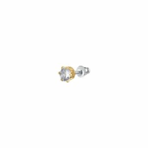 MONO ORECCHINO PUNTO LUCE DONNA IN ACCIAIO IP GOLD CON ZIRCONE BIANCO