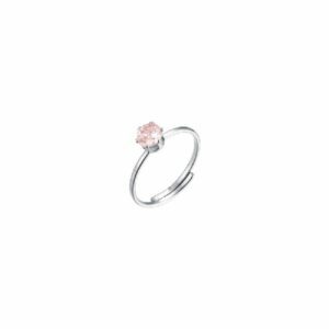 ANELLO SOLITARIO DONNA IN ACCIAIO CON ZIRCONE ROSA