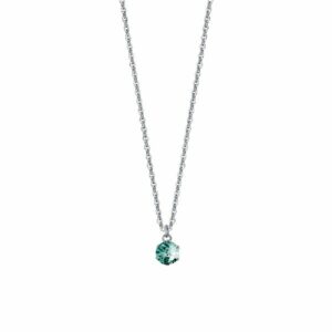 COLLANA PUNTO LUCE DONNA IN ACCIAIO CON ZIRCONE ACQUAMARINA