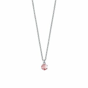 COLLANA PUNTO LUCE DONNA IN ACCIAIO CON ZIRCONE ROSA