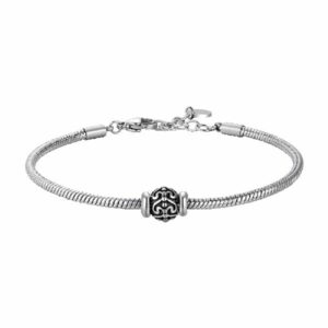 BRACCIALE UOMO IN ACCIAIO CON ELEMENTO CON SMALTO NERO