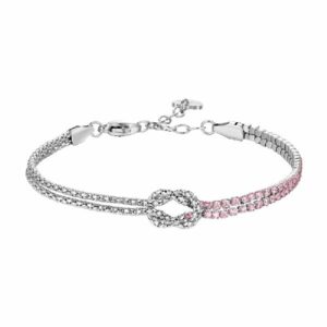 BRACCIALE DONNA IN ACCIAIO CON NODO E ZIRCONI ROSA
