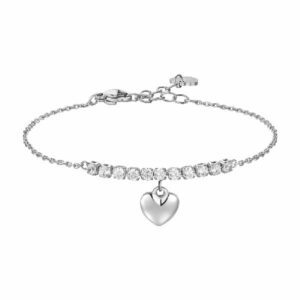 BRACCIALE DONNA IN ACCIAIO CON CUORE E ZIRCONI BIANCHI