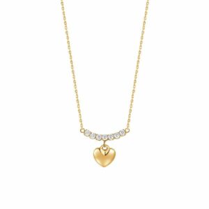 COLLANA DONNA IN ACCIAIO IP GOLD CON CUORE E ZIRCONI BIANCHI