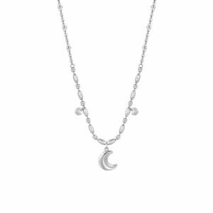 COLLANA DONNA IN ACCIAIO CON LUNA E ZIRCONI BIANCHI