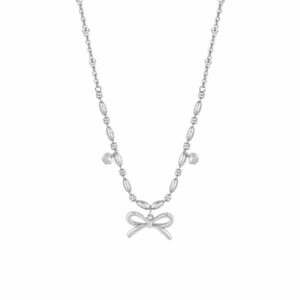 COLLANA DONNA IN ACCIAIO CON FIOCCO E ZIRCONI BIANCHI