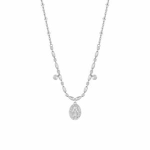 COLLANA DONNA IN ACCIAIO CON MADONNINA MIRACOLOSA E ZIRCONI BIANCHI